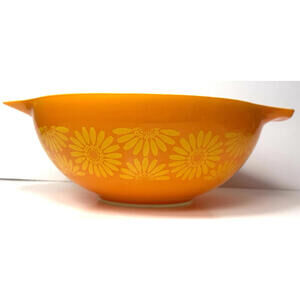 Vtg Pyrex Cinderella Mixing Bowl 444 Daisy Sunflower Orange Yellow MCM